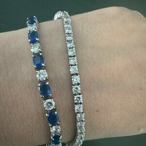 Two tennis silver bracelets with Cubic Zirconia
